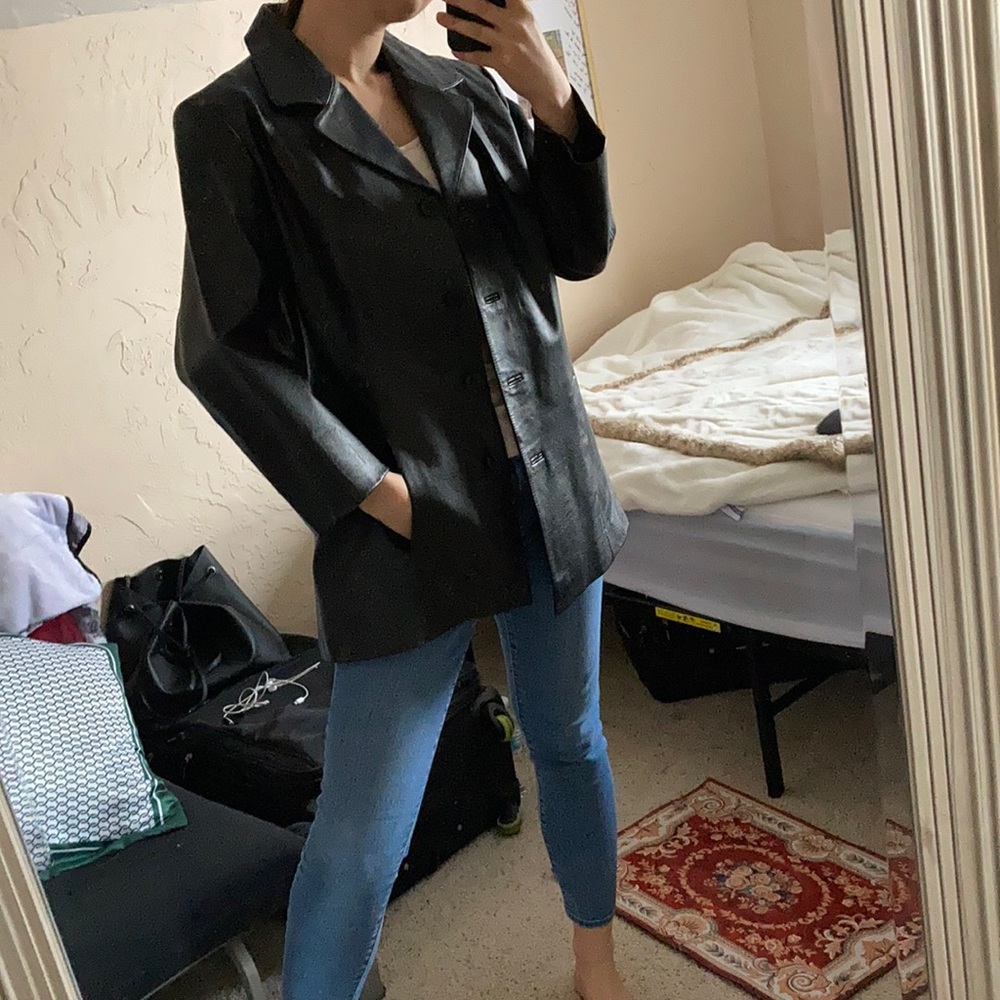 Black leather coat